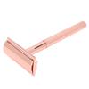 Navaja Manual para Hombre Aleación de Zinc Antideslizante Ajustada Hoja Doble Filo Cuchillo de Afeitar(Oro rosa )