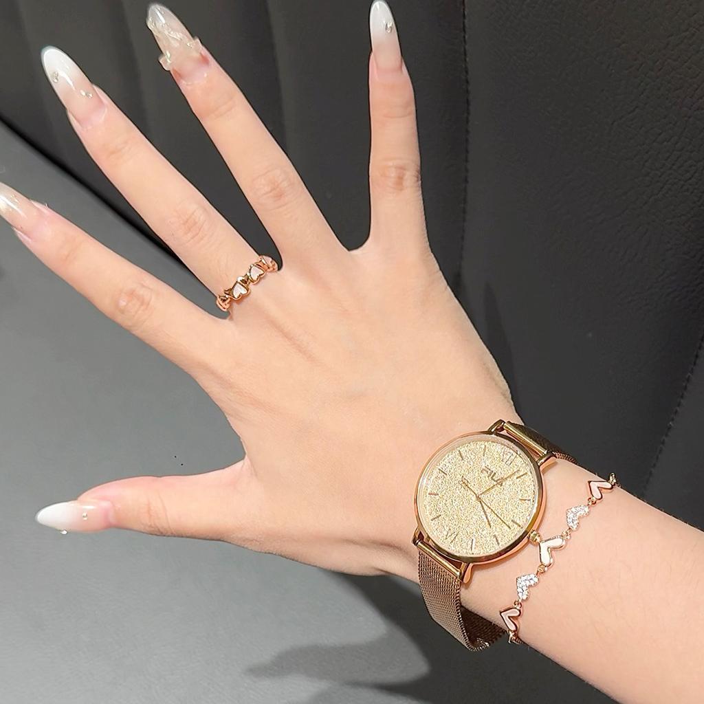 FILA Arrow Starry Sky Womens Watch Quartz Movement Stainless Steel Band Gold Dial Luxury Minimalist Student Womens Watch Romantic Gift Box FLL38-6559