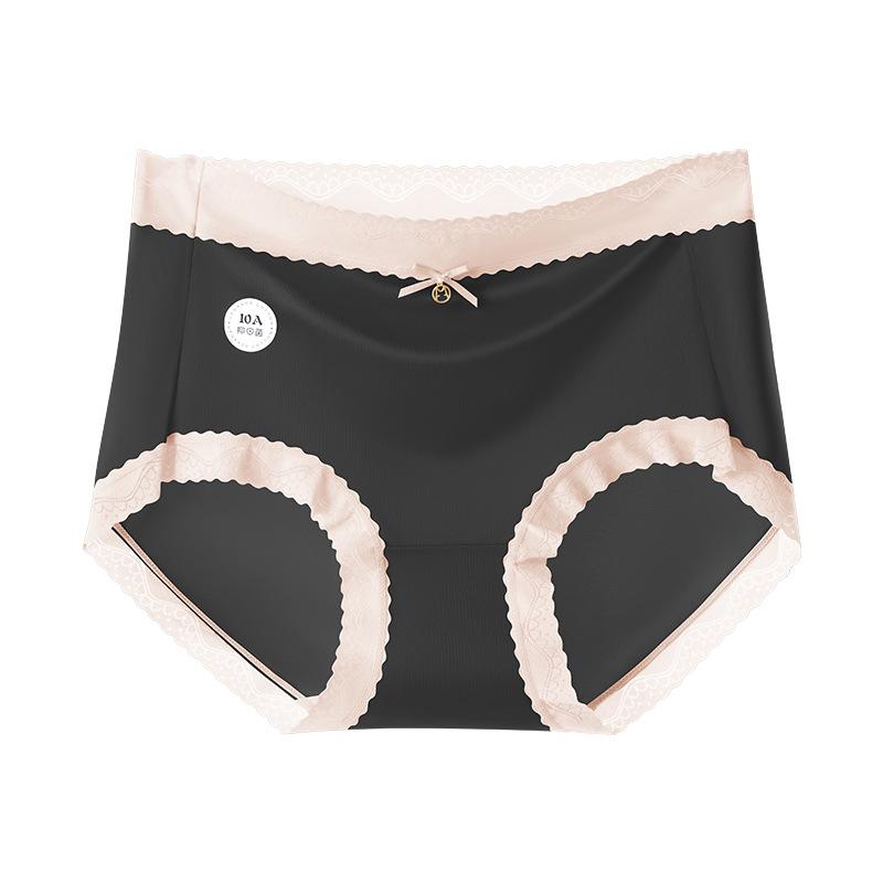 Plus Size Women Summer Luxury Satin Lace 10A Antibacterial Non Scratch Briefs