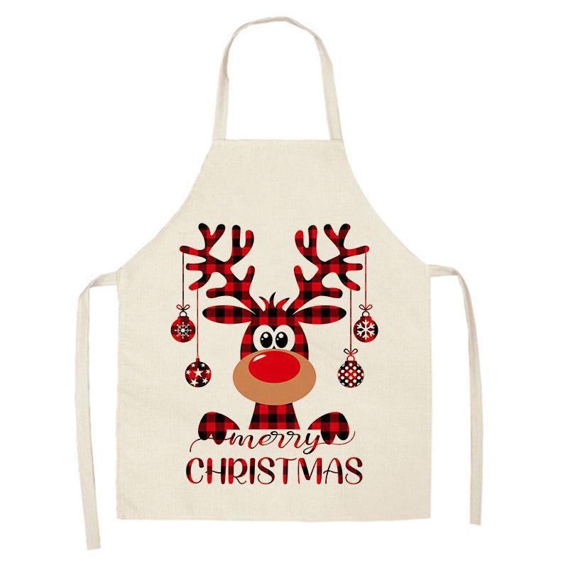 Christmas Apron New Creative Printed Polyester Apron Holiday Decoration Party Home Kitchen Anti-fouling Apron