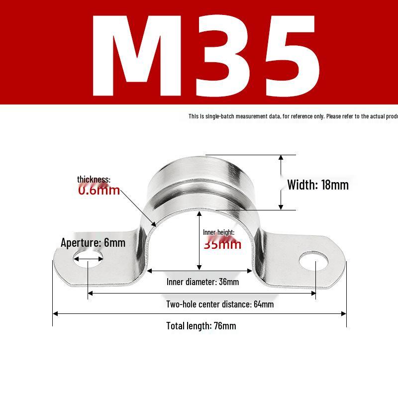 304 Stainless Steel U-Type Hose Saddle Clip Clamp M35-50 pieces (304)