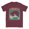 Funny Cat Playing Computer Games Keyboard T-Shirt for Men Round Collar Cotton T Shirt  Short Sleeve Tee Shirt Printed Tops