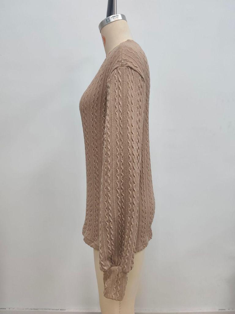 2025 Autumn/Winter Casual Knit Sweater Hoodie - Long Sleeve, Round Neck, Solid Color