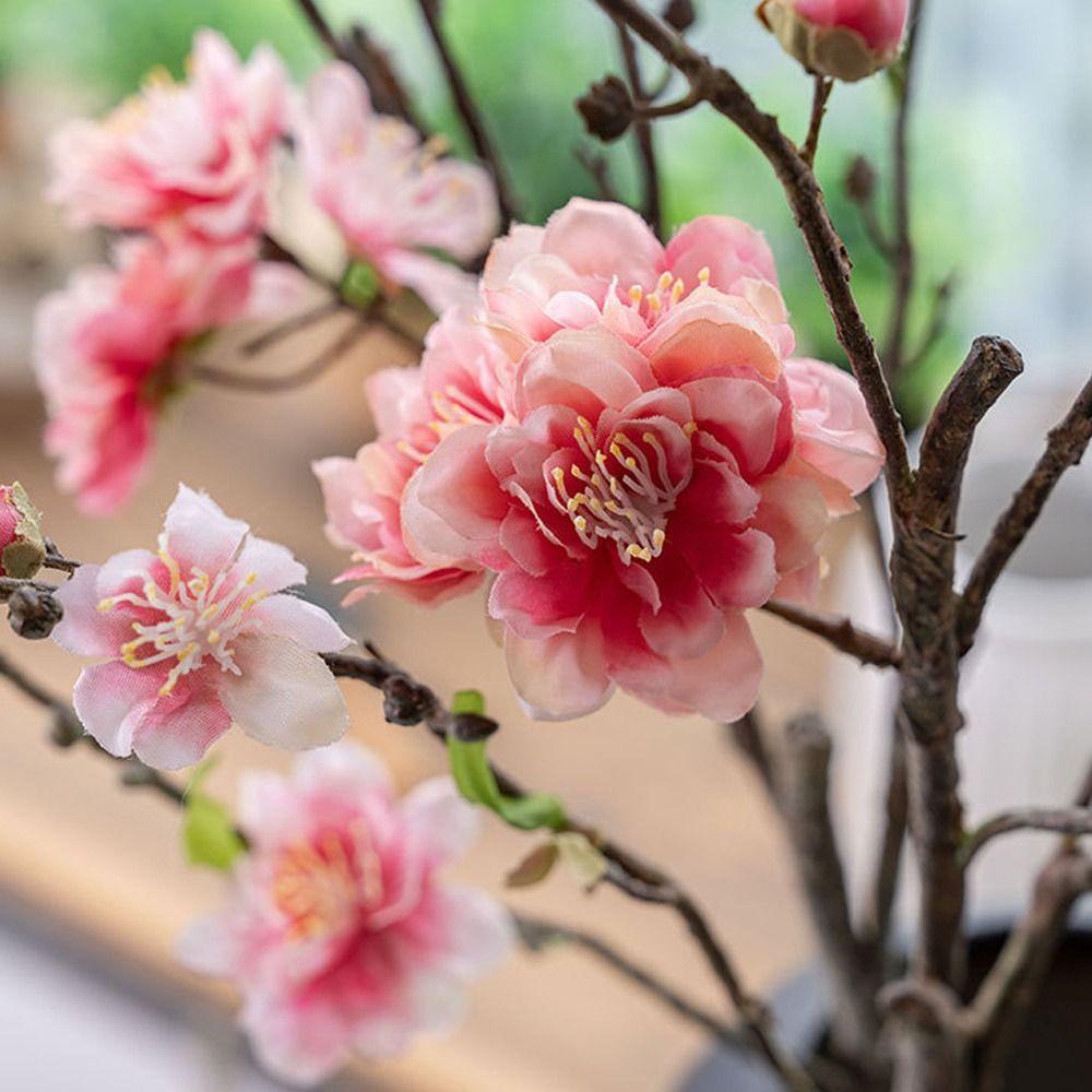 Real Touch Silk Plum Blossom 79cm Fake Flower Artificial Peach Blossom Branch  Outdoor Garden Decor
