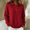 Dameslosse Casual Pullover met Lange Mouwen en V-hals, Zacht Gebreid
