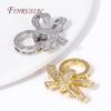 Fashion DIY Jewelry Connector Clasps 18K Gold Plated Brass 3 Rings Bowknot Bracelets Clasps Fastener Components Accessories
