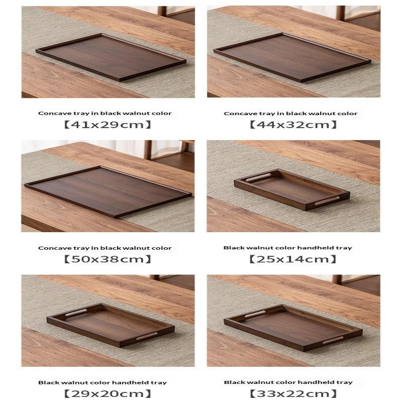 Multipurpose Rectangular Bamboo Serving Tray Walnut Color Solid Wooden Tray for Fruit Snack Jewelry Display Decor