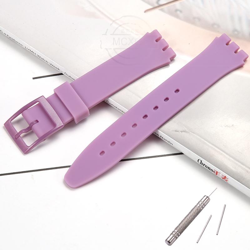 Silicone Watch Band For Swatch 17mm 19mm 20mm Pin Buckle Waterproof Bracelet Wristband Watch Accessories