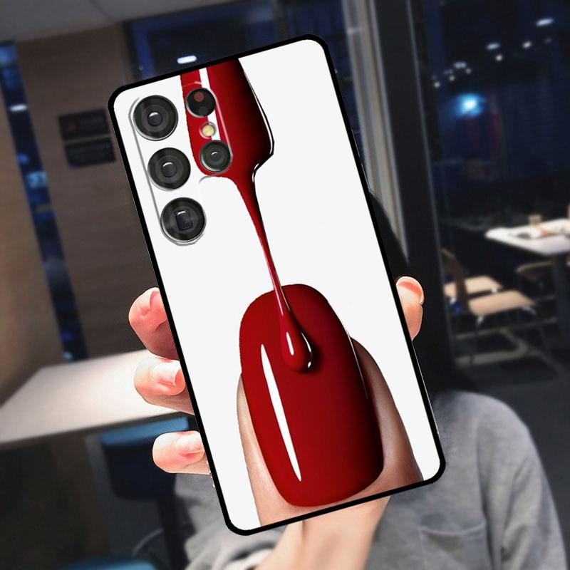 Cosmetics Nail Polish Cover For Samsung Galaxy S25 S24 S21 S22 S23 Ultra S9 S10 Plus S24 FE S21 FE Phone Case