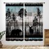 Rustic Deer Curtains,Farmhouse Cabin Lodge Country Forest Hunting Wild Animal Vintage Elk Window Treatments Drapes for Bedroom