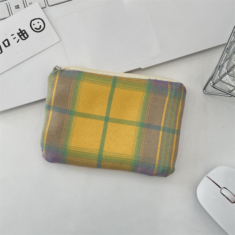 54184 Plaid Change Bag Retro Money Bag Women's Portable Lipstick Air Cushion Storage Bag Key Sundries Storage