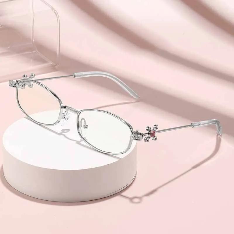 Elegant Personality Oval Optical Glasses Unisex Anti-blue Light Luxury Diamond Glasses-legs Advanced Sunglasses Protect Eyes