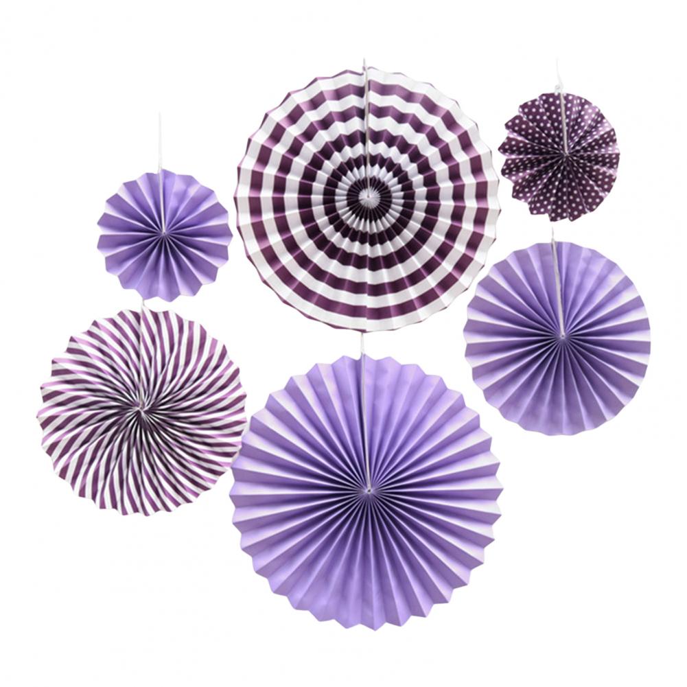 6Pcs Tissue Paper Lantern/Pom Poms Flower/Rosette Fans Paper Fan Wall Decoration Background Ceiling Hanging Ornaments