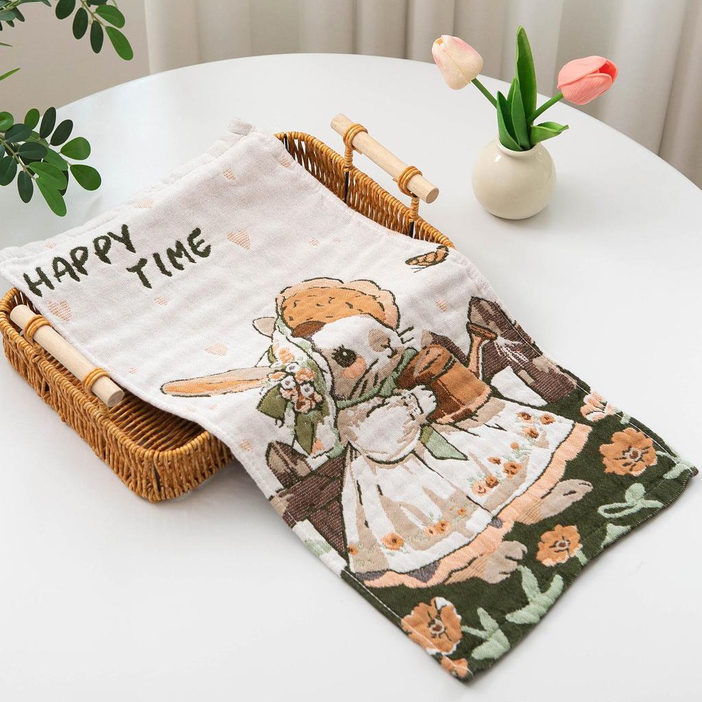 Children's Cartoon Pure Cotton Gauze Bath Towel, Thickened & Soft, Skin-Friendly, Four Layers, 25x50cm
