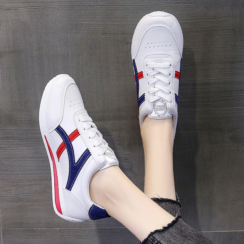 Printemps et Été Mode Décontractée Bout Rond Respirant Nouveaux Baskets à Lacets Couleur Assortie Chaussures de Marche Confortables pour Femmes