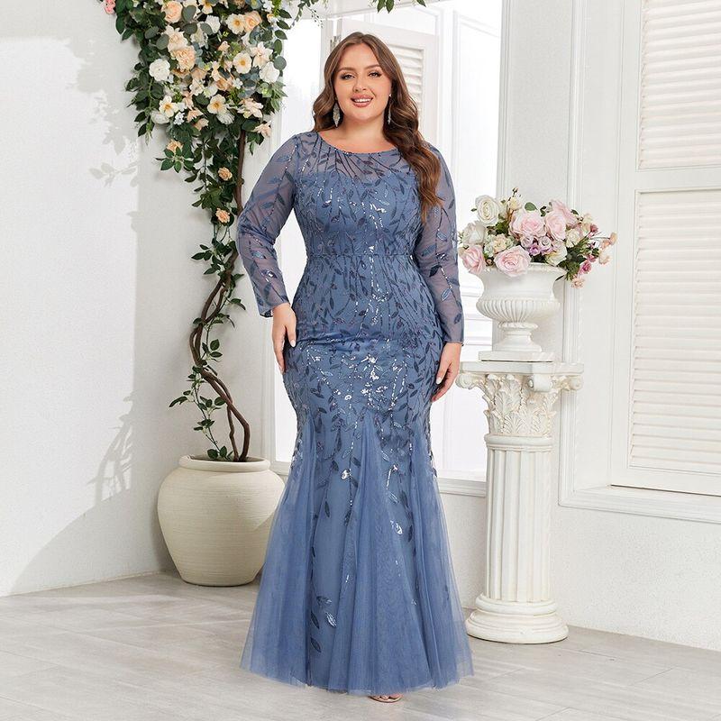 Sukienki Wieczorowe Plus Size Sequinowe Rybi Ogon Dopasowane Seksowne Imprezowe