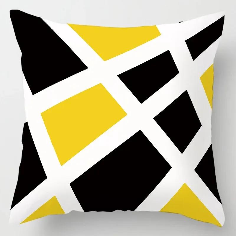 Fashionable Luxury Home Decoration Geometric Lines Abstract Style Ginkgo Leaf Print Pillow Cover Office Chair Cushion Cover