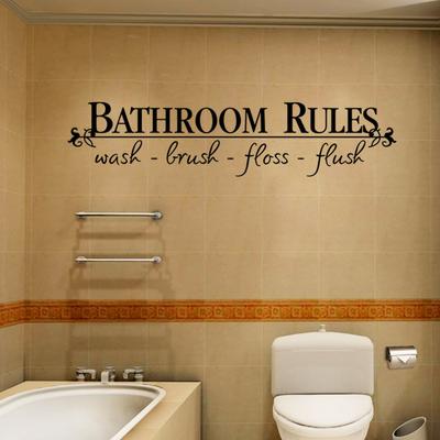 Bathroom Rules Door Sign Vinyl Quotes Lettering Words Wall Stickers Bathroom Toilet Washroom Decoration Home Decor Decal Art