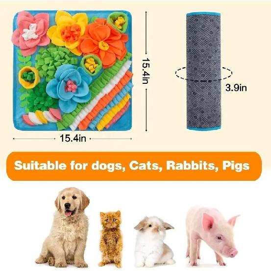 Pet Slow Food Puzzle Mat Dog Sniffing Mat Cat Feeding Blanket Sniffing Training Mat Toys