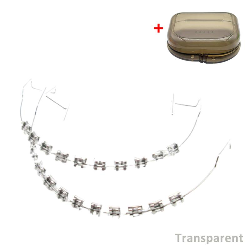 

1 пара брекетов с коробкой для брекетов, красочное украшение для зубов с металлическими дугами, металлические брекеты, ортодонтические лигатурные резинки прозрачный