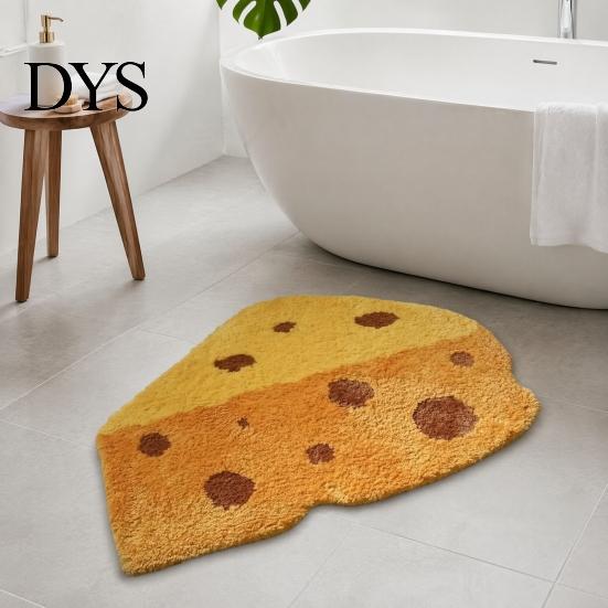 Quick Dry Bathroom Carpet Croissant Bath Mat, Non-slip Absorbent Soft Rug, Decorative Cheese Monstera Kitchen Mat Leaf Machine Washable Area