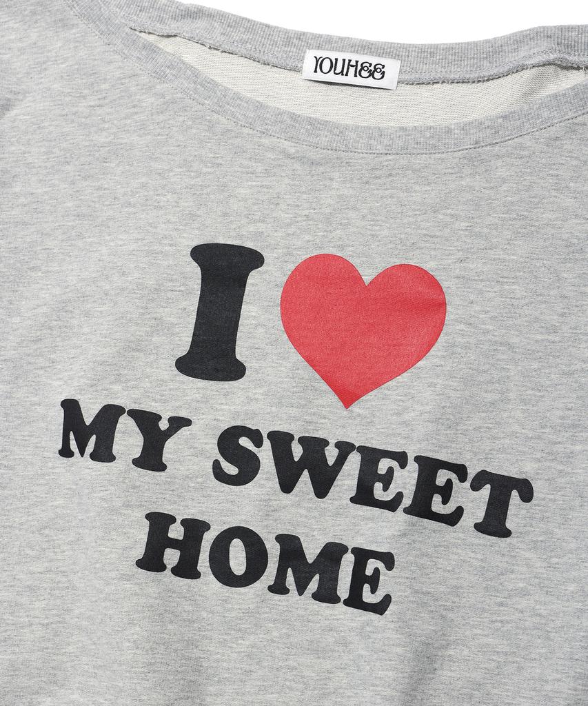 YOUHEE I Love Off Shoulder Sweatshirts Melange Gray