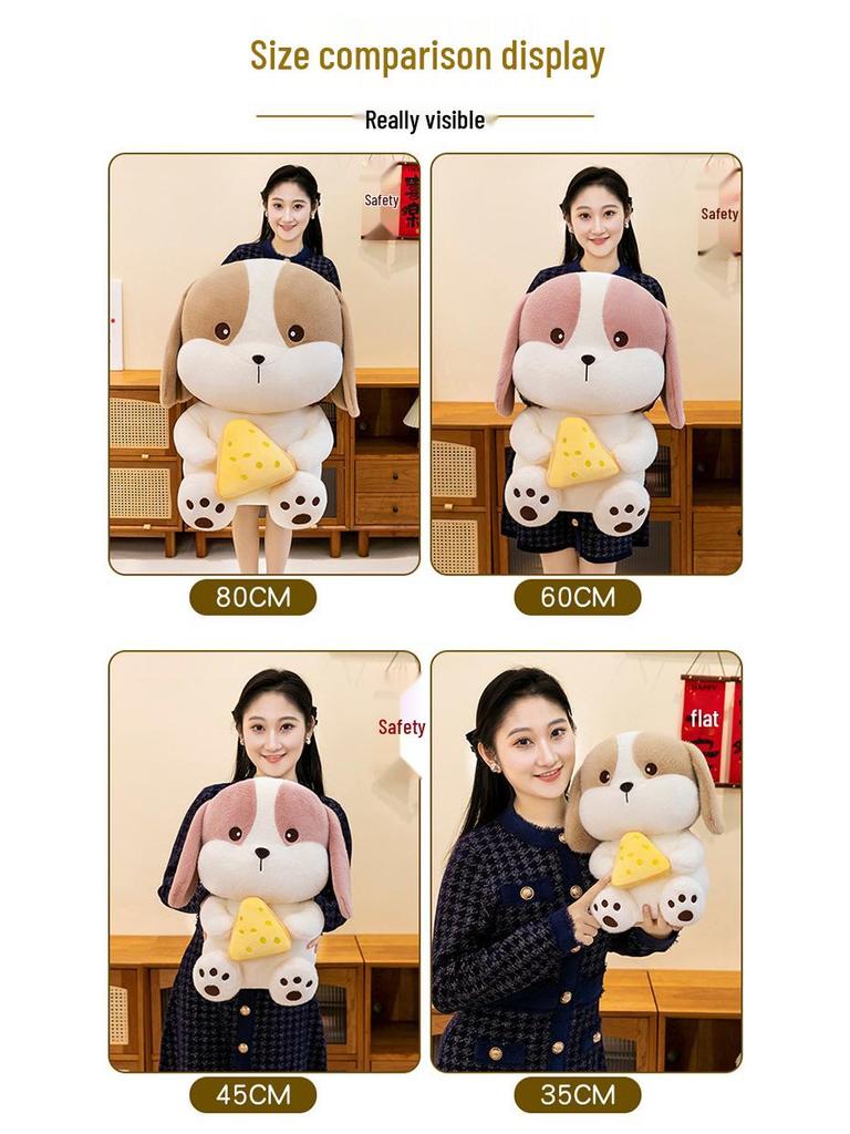 Large Creative Cheese Dog Plush Toy - Cartoon Dog Pillow New Year Gift for Girls