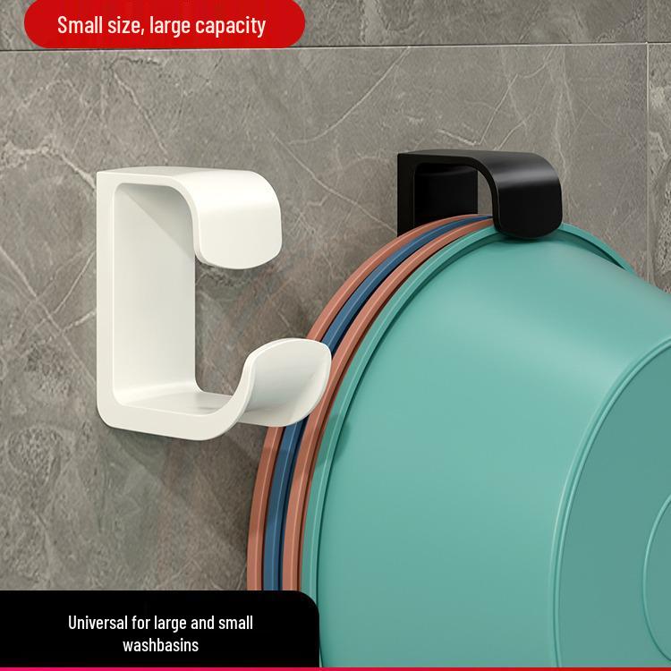 No-Punch Basin & Dishwashing Rack: Wall-Mounted Bathroom & Toilet Organizer with Sticky Hooks