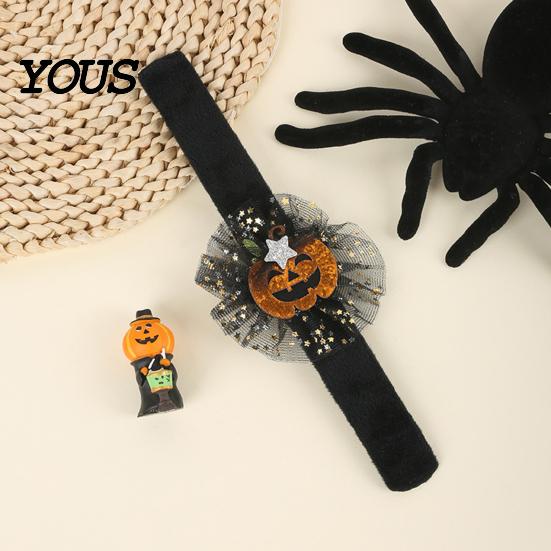 Velvet Wristband Party Favors Stuffed Halloween Slap Bracelets for Kids, Plush Pumpkin Ghost Skull Cute Wrist Kids Holiday Goodie Bag Fillers
