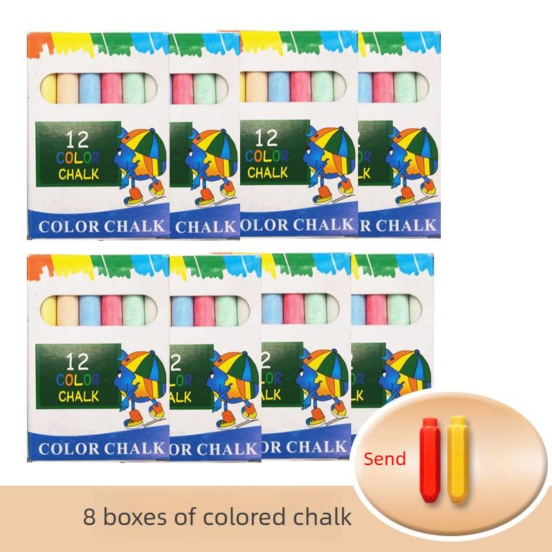 12 PCS Dustless Chalk Colored / White Non-Toxic Dust-Free Vibrant Blackboard Kids Teachers Stationery Office School Supplies