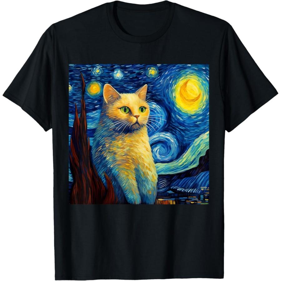 Surreal Starry Night British Shorthair Cat T-Shirt(1) S