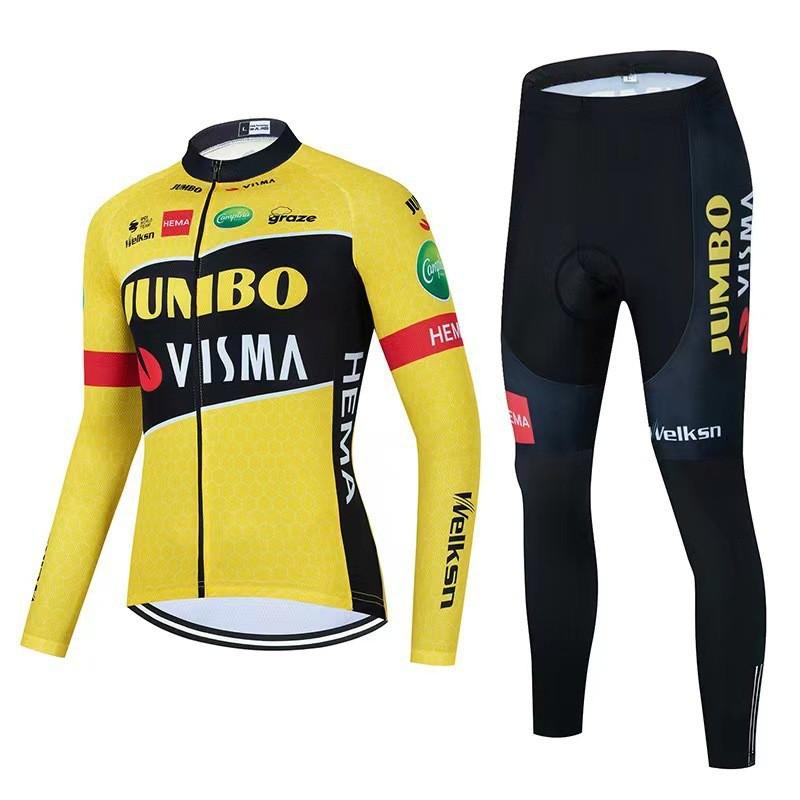 Mens Cycling Jersey Set Long Sleeve Quick Dry Breathable Mountain Road Bike Apparel