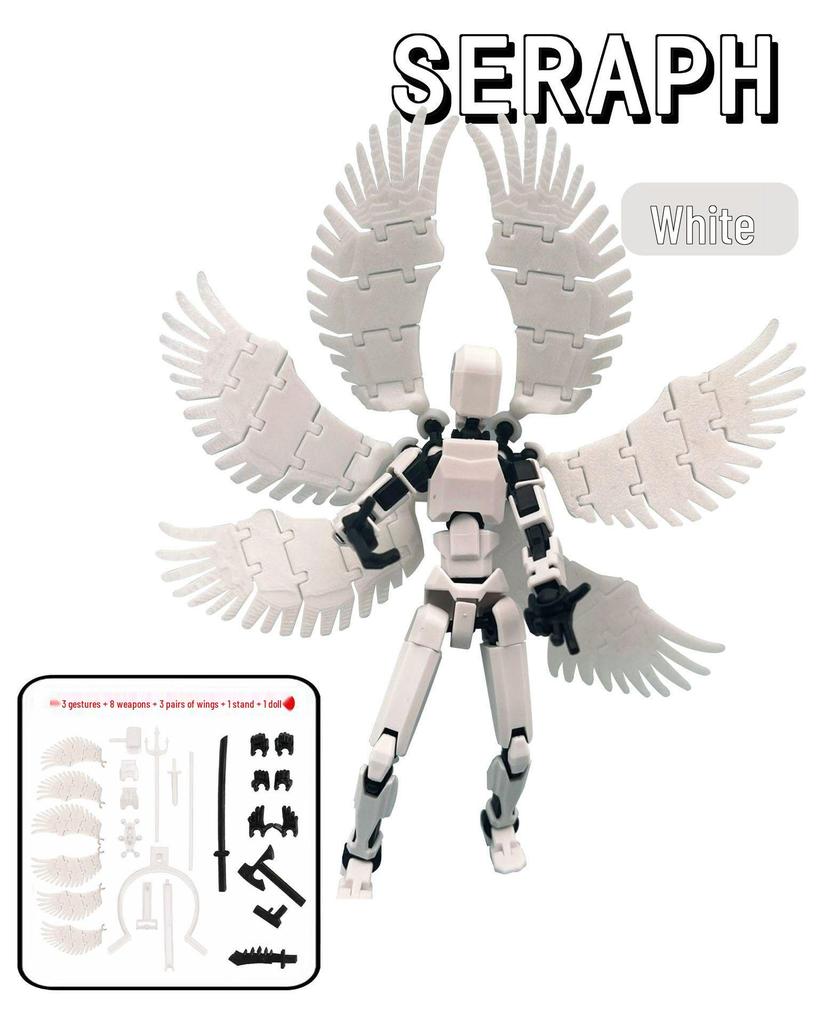 Six-Winged Angel 3D Printed Movable Doll: 13 Joints, 3rd Gen Mannequin for DIY Decompression