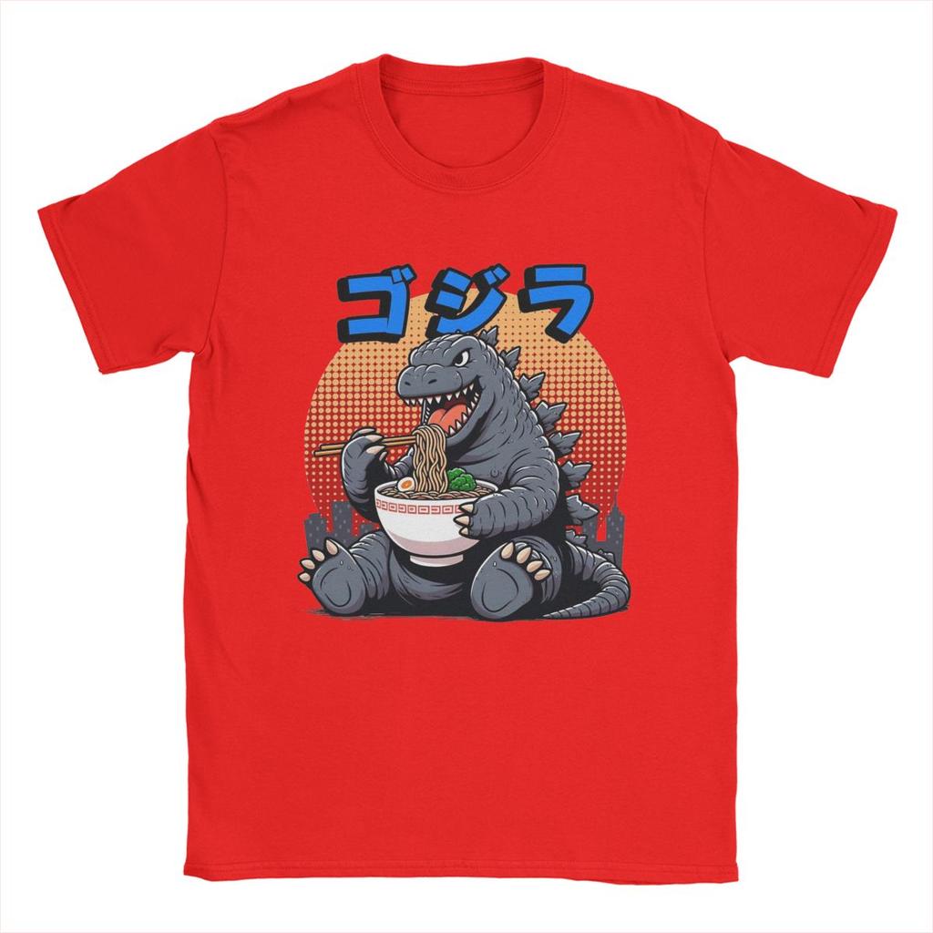 Godzillaed Eating Ramen Men T Shirt Funny Tees Short Sleeve Crewneck T-Shirt 100% Cotton Gift Idea Clothes