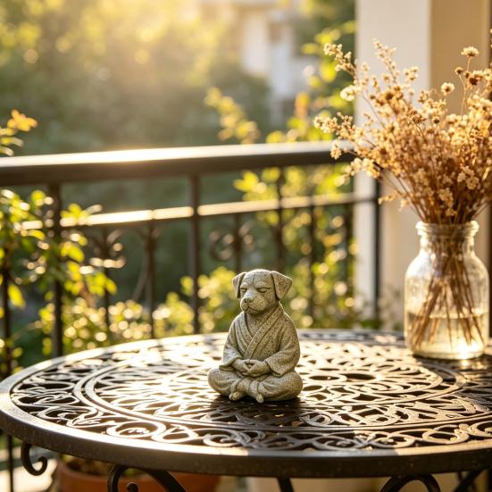 3D-gedruckte meditierende Hundestatue, Niedliche Zen-Welpen-Skulptur, Retro-Schreibtischdekoration für Zuhause & Büro, Einzigartiges Geschenk für Hundeliebhaber
