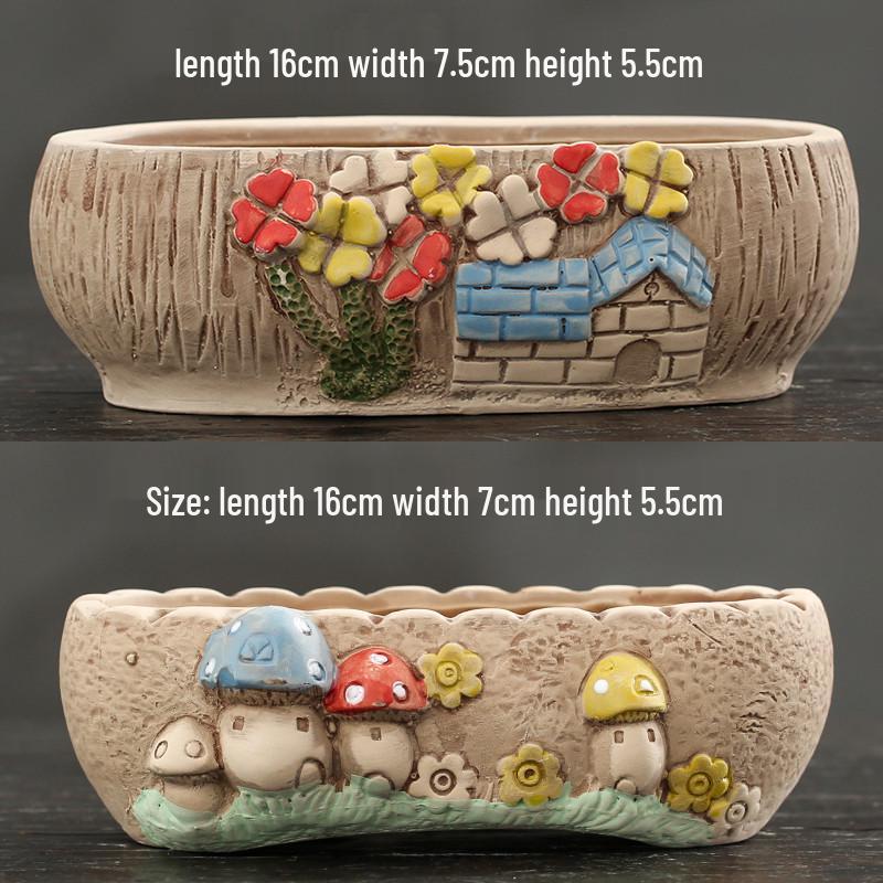 Cartoon Grobkeramik Großer Keramik Sukkulentenübertopf im Bilderbuchstil