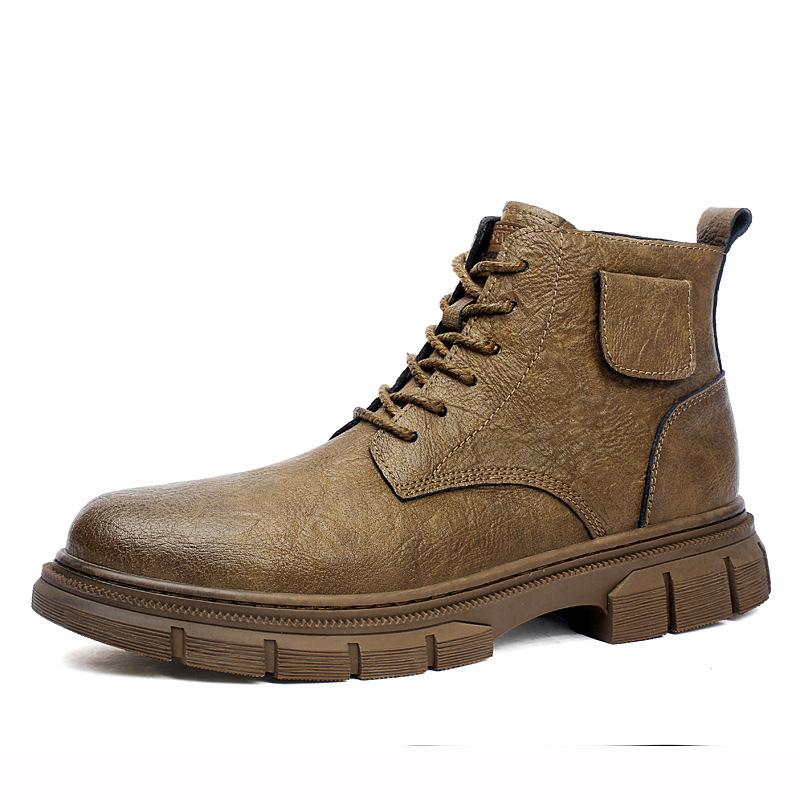 2025 Autumn New Martin Boots Winter Velvet Warm High-top Tooling Leather Boots Medium-top British Casual Leather Shoes