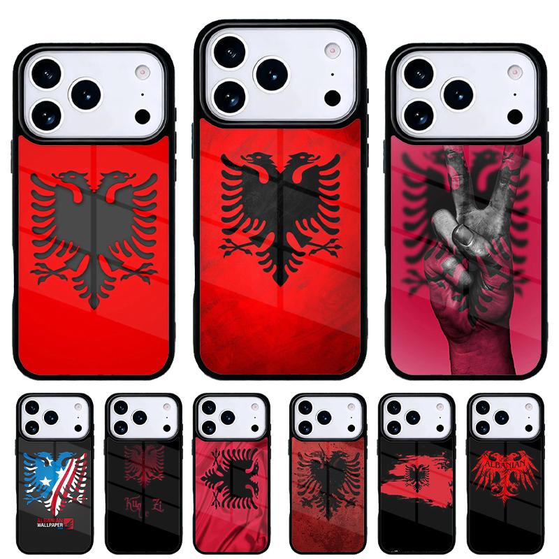 Albania Flag Eagle Phone Case for iPhone 17 16 15 14 13 Pro Max Back Cover for 12 11 Pro Coque