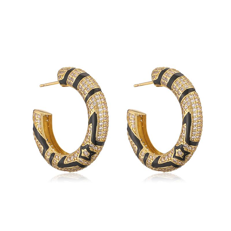 

HECHENG, Leopard Print Multi Shape Hoop Earrings Ring For Women, New Design Vintage Temperament Party Wedding Gift