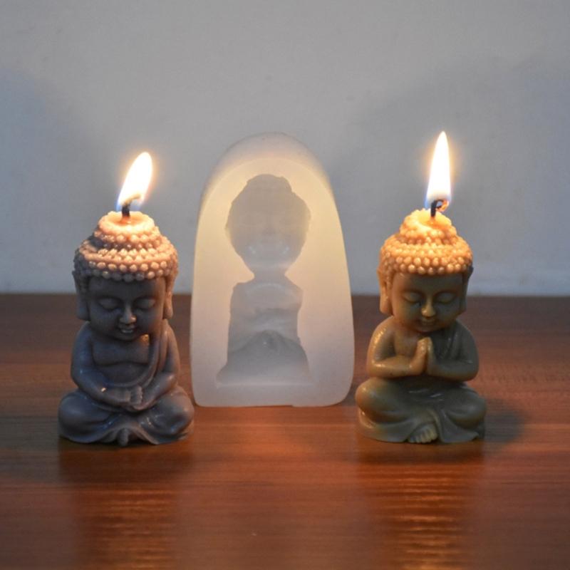 Buddha Silicone Candle Mold Church Buddha Incense Candle Plaster Decoration Mold DIY Church Candle Craft Fondant Mold