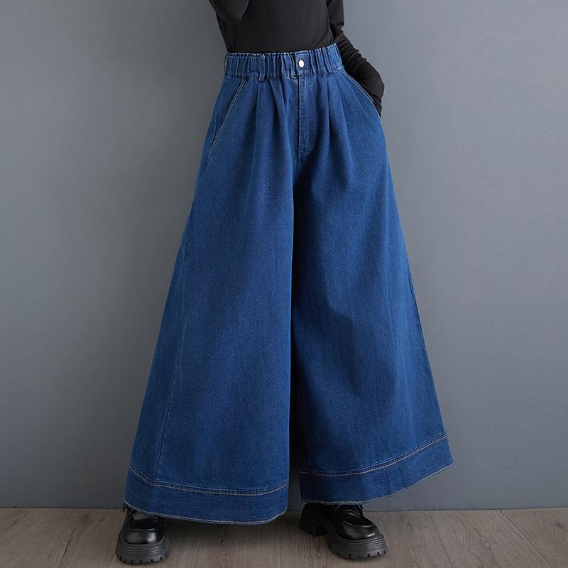 Άνοιξη φθινόπωρο plus size Vintage ψηλόμεσο casual χαλαρό Γυναικείο τζιν παντελόνι με φαρδύ πόδι