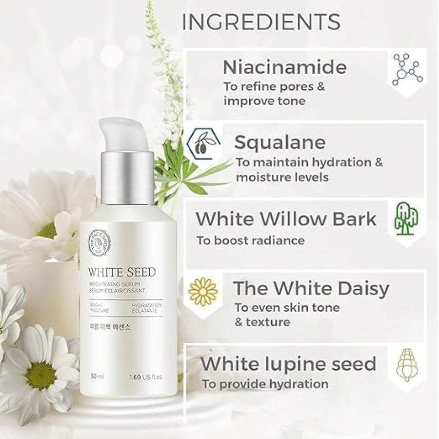 The Face Shop Sérum Éclaircissant 50ml Avec Extrait de Graines Blanches – Booster d'Éclat Profond pour Peau Terne
