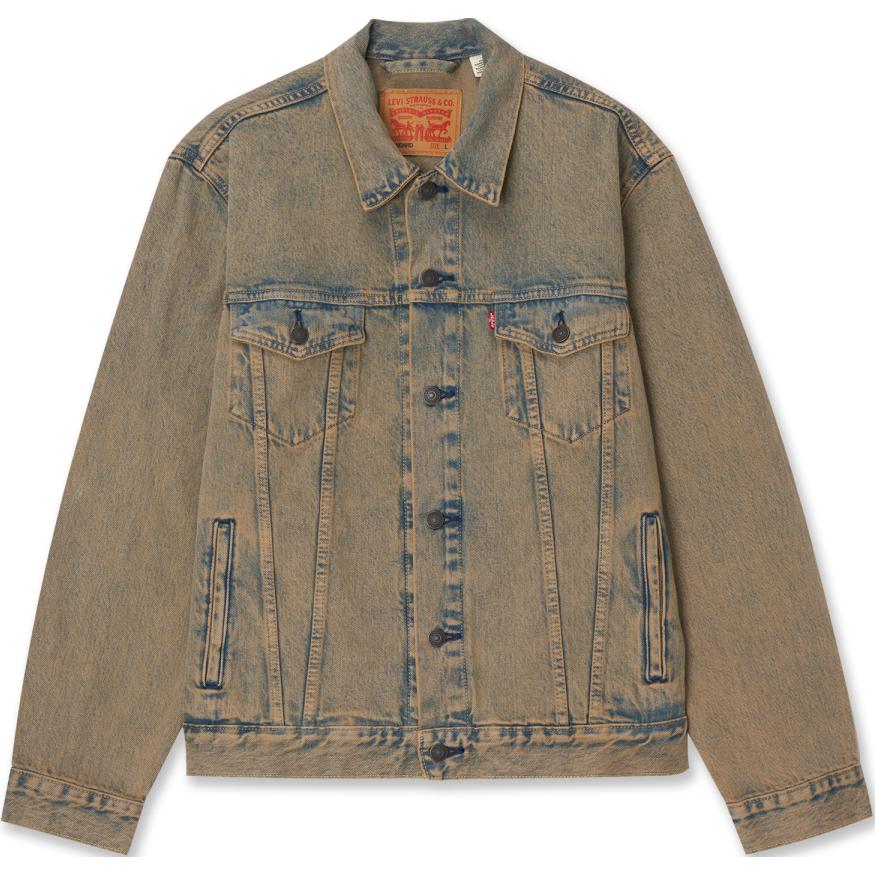 

Levis Свободная Повседневная Простая Универсальная Джинсовая Куртка с Длинным Рукавом Мужские куртки Потертый Деним 72334-0702 S