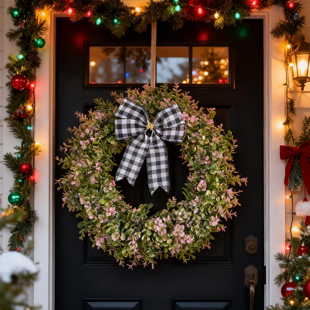 Christmas Simulation Green Plant Money Leaf Wreath Vine Ring Home Window Door Hanging Decoration 40cm