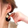 Elegant Teardrop Cat's Eye Stone Clip Earrings with Diamonds