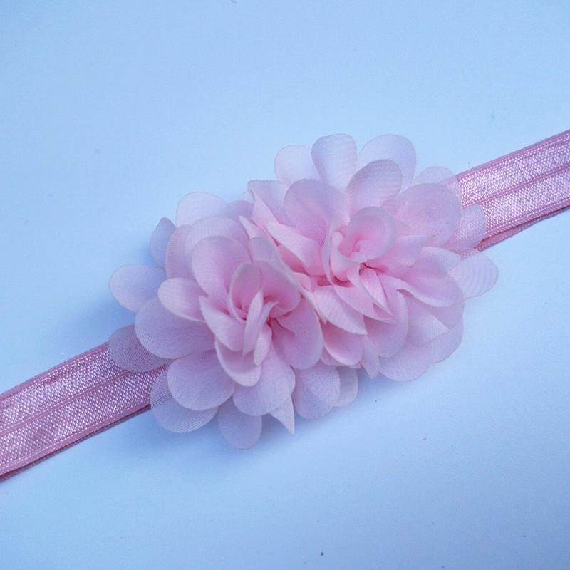 Korean Chiffon Flower Baby Girl Headband - Elastic, Solid Color, Princess Style
