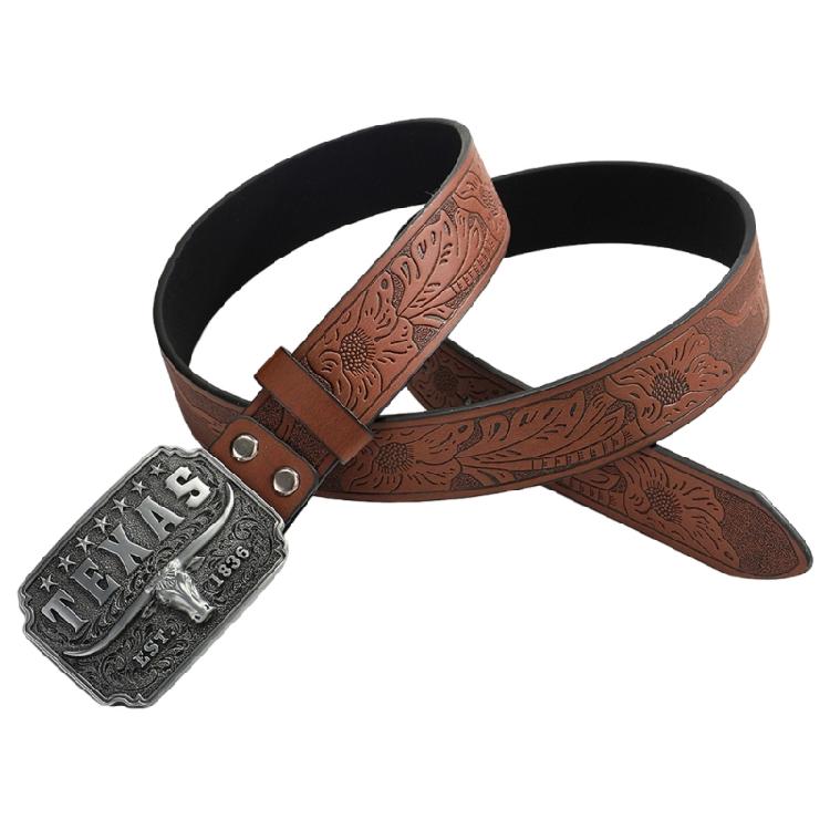 Western-Stil Herrengürtel Cowboy-Hüftband mit silberner Stierkopf-Verzierung für Trendsetter und Stil-Enthusiasten