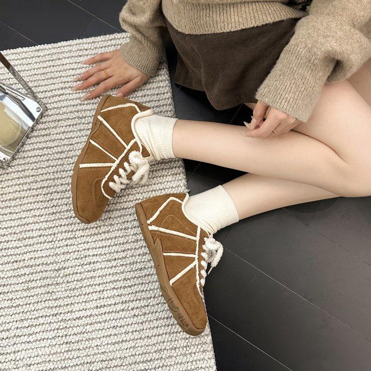 Retro Casual Fluffy Shoes Plush German Training Shoes Women's 2025 Autumn and Winter New Merad Forrest Shoes Thermal Cotton Shoes