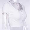Summer Women's Short Sleeve Multicolor Open Button T-Shirt