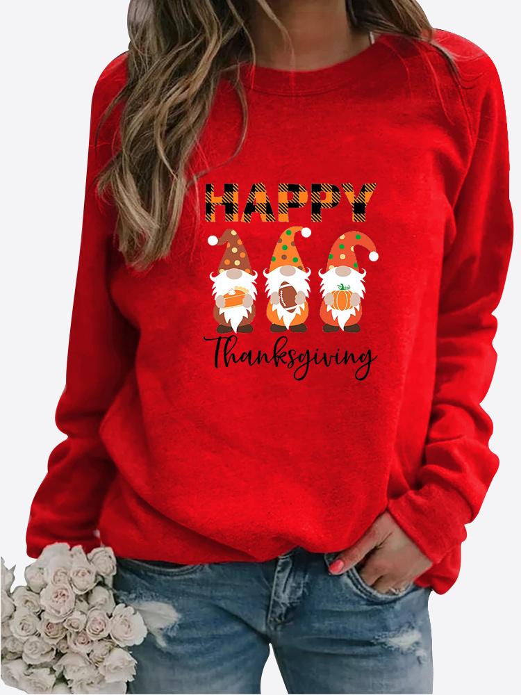 Herbst und Winter Damen Weihnachten Thema Druck Pullover Rundhals Langarm Casual Sweatshirt Plus Size Top